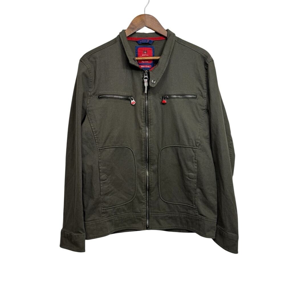 RNT23 Men's Green Casual Military Jacket Large